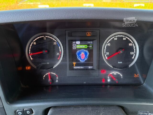 Containertransport (haakarmsysteem) Scania P400 6x4 ABROLLKIPPER + KRAN PALFINGER PK9001 E...