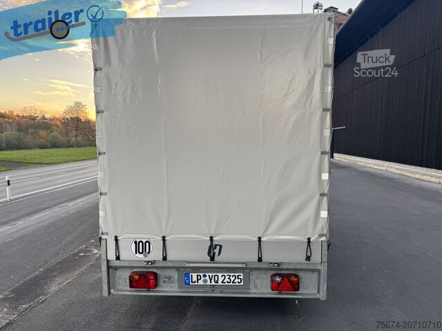 Trailer with flatbed & tarpaulin Henra 