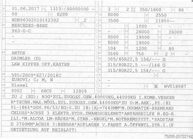Dreiseitenkipper LKW MERCEDES-BENZ Antos 2548 6x4 HAD Bordmatic elektr Roll-Verdeck