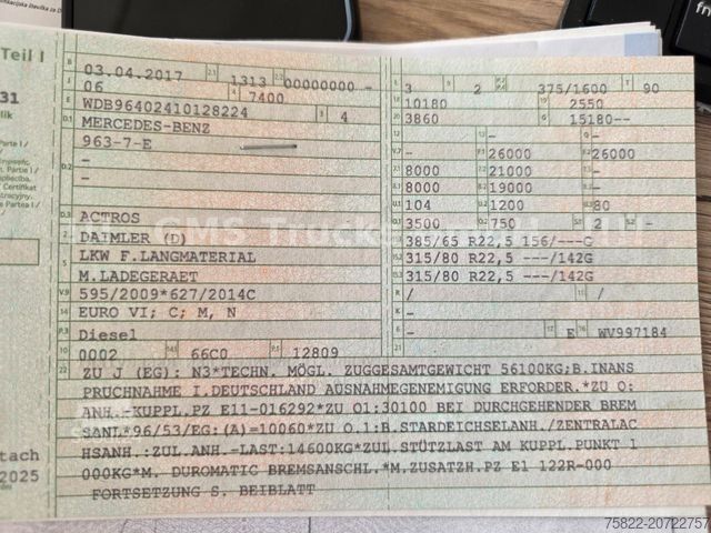 Holztransporter LKW MERCEDES-BENZ Arocs 2651 / 6X4 / Penz 14Z