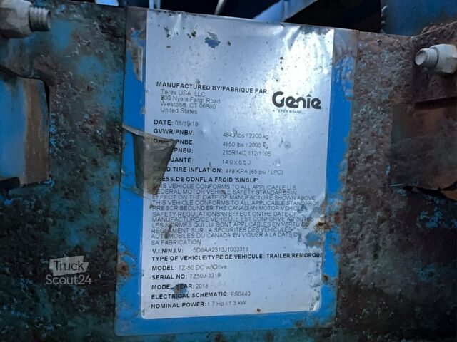 Aanhangwagen gemonteerde hoogwerker Genie TZ-50 DC w/Drive (17m)