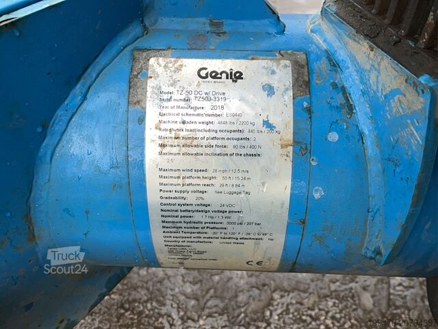 Aanhangwagen gemonteerde hoogwerker Genie TZ-50 DC w/Drive (17m)