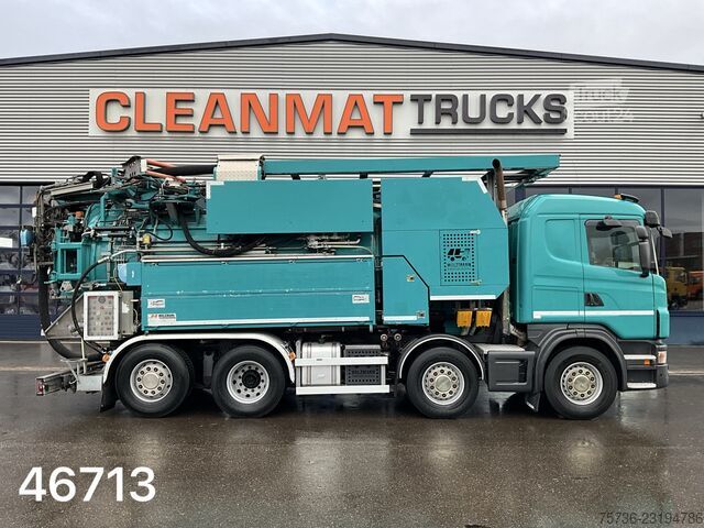 Scania G 480 8x2 Medienos keltuvas 15m³ Kombinuotas nuotekų siurblys – perdirbėjas Scania G 480 8x2 Holzmaan 15m³ Combi kolkenzuiger Recy...