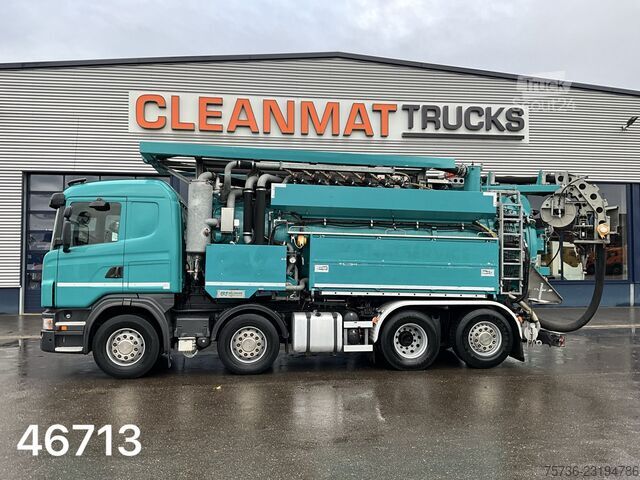 Scania G 480 8x2 Medienos keltuvas 15m³ Kombinuotas nuotekų siurblys – perdirbėjas Scania G 480 8x2 Holzmaan 15m³ Combi kolkenzuiger Recy...
