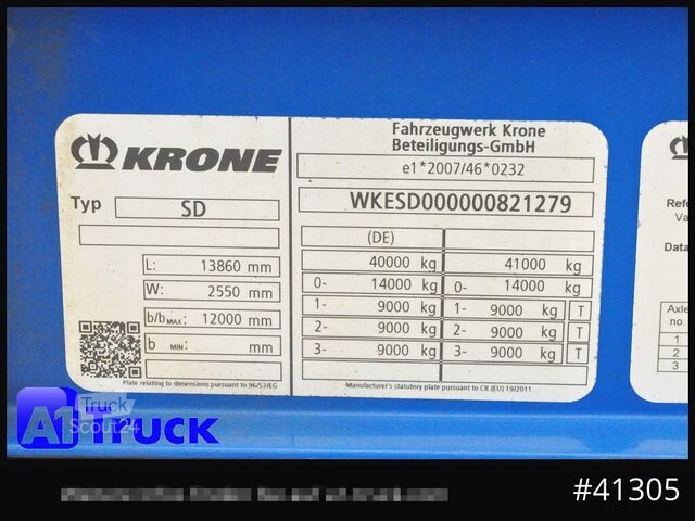 Open oplegger met zeil KRONE Tautliner, Edscha Code XL, VDI 2700