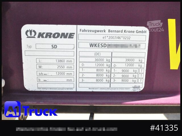 Open oplegger met zeil KRONE Code XL, VDI 2700, original 14.261 km, Werksverkehr