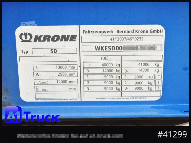Atvira puspriekabė su tentu KRONE SD Tautliner, Code XL, 1 Vorbesitzer