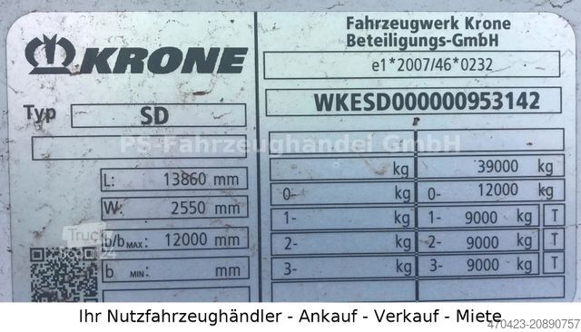 Atvira puspriekabė su tentu KRONE Profi Liner SDP 27*PalK*LiftA*LenkA*StaplerH
