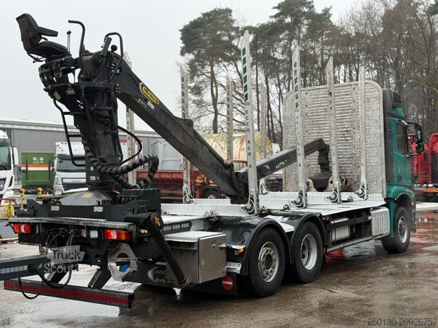 Holztransporter LKW MERCEDES-BENZ Arocs 2546 BL 6x4HAD Palfinger LK + Janzen T19