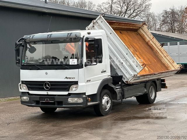 Tre-vejs tippevogn MERCEDES-BENZ Atego 818 4x2 Terex-Ladekran, Meiller-DSK, 7.5 t
