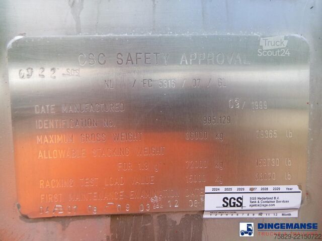 Contenitore cisterna Holvrieka Food tank container inox 30.7 m3 / 1 comp / 30 ft