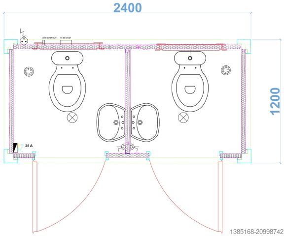 Bathroom container Elipo® WC Container Toillete Sanitärcontainer Mann/Frau NEU