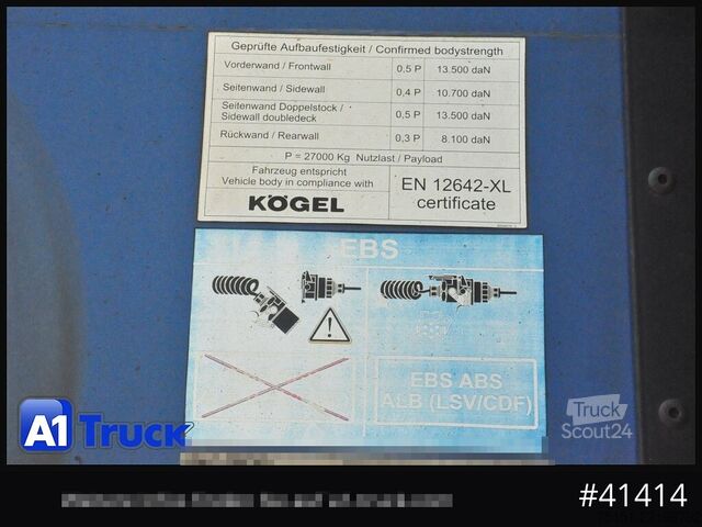 Brandalı açık yarı römork KOEGEL S 24 Tautliner, Code XL, BPW,  1 Vorbesitzer, VDI 2700