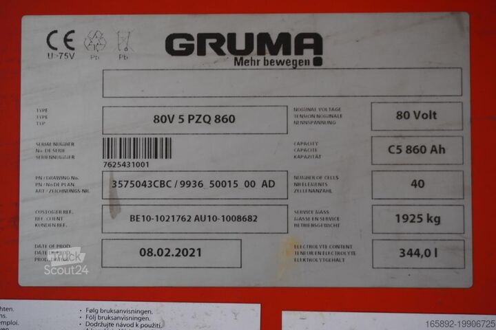 Truckbatteri GRUMA 80 Volt 5 PzQ 860 Ah