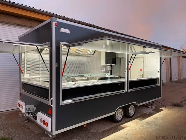 Verkoopaanhanger, snel beschikbaar. Grillanhänger hygienisch & pflegeleicht Hygiene und einfache Reinigung.