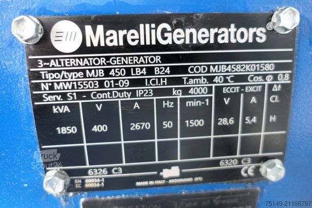 Muu  SAB Stationäre Stromaggregat 1.100kVA, 39Std.