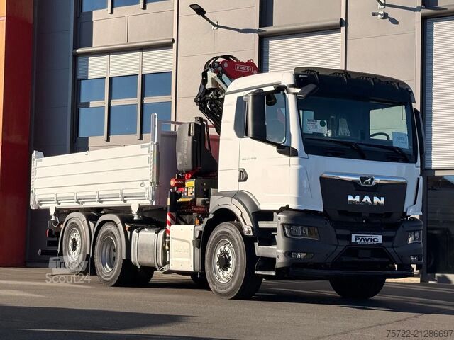 3-Seiten-Kipper MAN TGS 26.440 6x2H-4 KRAN FASSI F195A.2.24