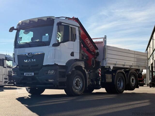 3-Seiten-Kipper MAN TGS 26.440 6x2H-4 KRAN FASSI F195A.2.24