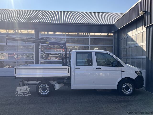 Vinçli platform kamyonu VW Transporter 2.0 TDI L2H1 DC Laadkraan Airco Tre...