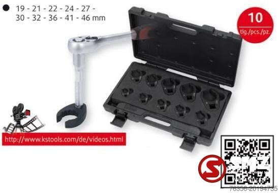 Set chei pentru țevi tip Krähenfuß, 19-46 mm, 10 piese Diversen Open opsteekringsleutelset 19-46 MM 10PCS