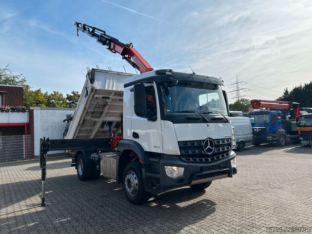 Kolmisivuinen kippiauto MERCEDES-BENZ 1835 Arocs 3Skipper MEILLER + PK14501 SLD5 Kran