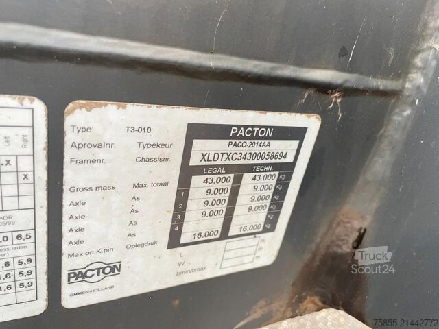 Preprava kontajnerov Pacton T3-010 Multichassis / BPW Axles / Drumbrakes / ...