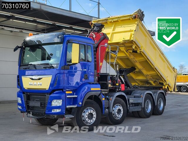 Camion-benne avec grue MAN TGS 35.480 8X4 HMF 2243-Z2 Crane Kran Tipper Eu...
