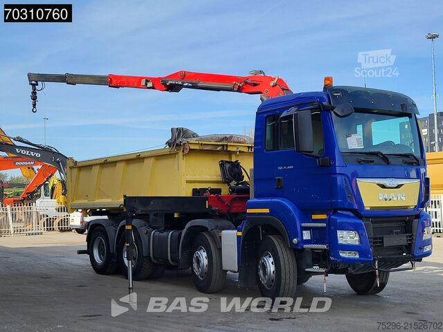 Camion-benne avec grue MAN TGS 35.480 8X4 HMF 2243-Z2 Crane Kran Tipper Eu...