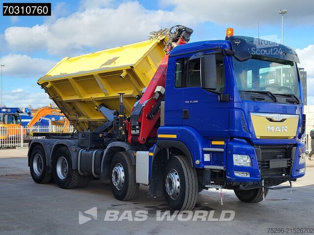 Camion-benne avec grue MAN TGS 35.480 8X4 HMF 2243-Z2 Crane Kran Tipper Eu...