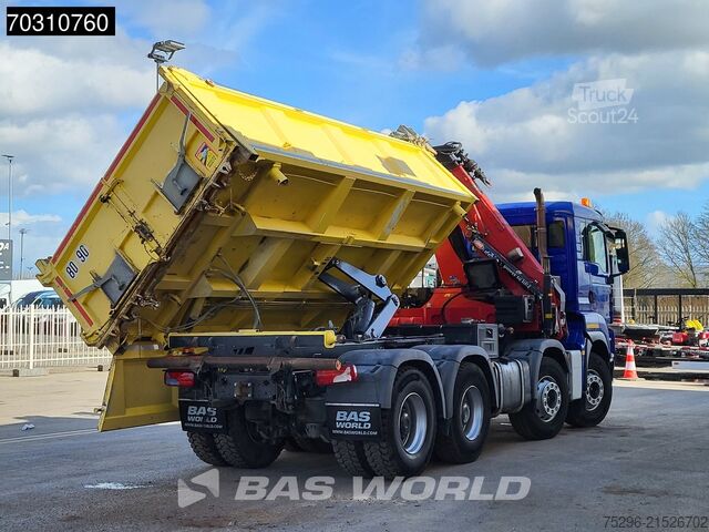 Camion-benne avec grue MAN TGS 35.480 8X4 HMF 2243-Z2 Crane Kran Tipper Eu...