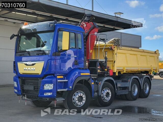 Camion-benne avec grue MAN TGS 35.480 8X4 HMF 2243-Z2 Crane Kran Tipper Eu...