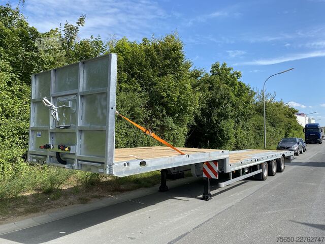 Öppen semitrailer Möslein ST 3-Plato 9,4  3 Achs Satteltieflader Plato 45 t GGfür Fertigteile, Baumaschinen oder Container
