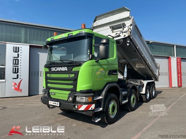 Camión volquete trilateral SCANIA G 450CB8x4MHZ*Bordmatik*Blattfeder*Retarder*