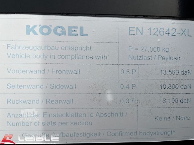 Semi-remorque bâchée KÖGEL SN 24*Standard Tautliner*Zertifikat Code XL*SAF*