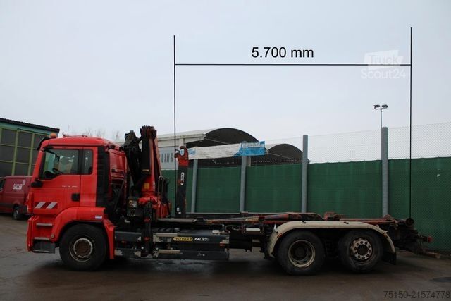 Camión portacontenedores de gancho MAN 26.480 6x2 KRAN PALFINGER Nr: 249