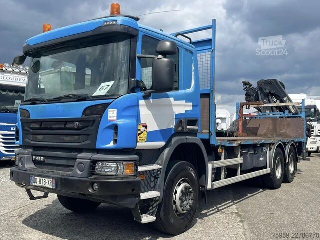 Autokrāna kravas automašīna Scania P410  6x4 HIAB  X-HIDOU 188 E-5, RETARDER, WHEE...