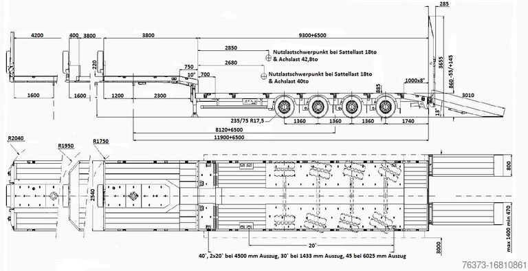 Zemas kravnesības puspiekabe Faymonville MAX Trailer  4-Achs-Tele-Semi-hydr.  RA