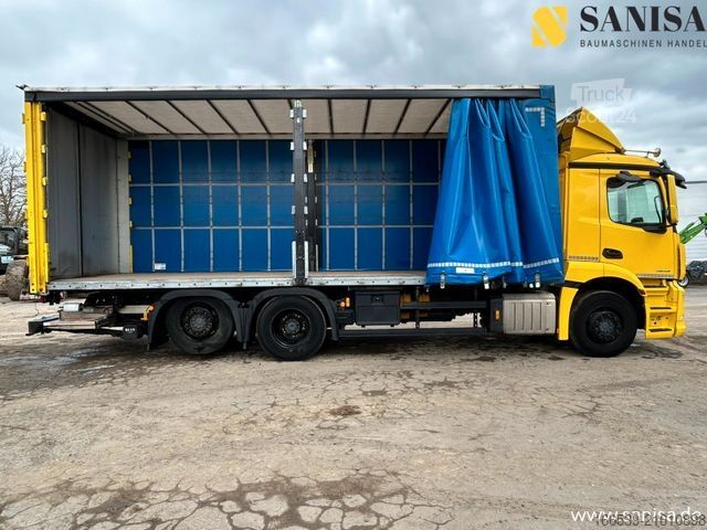 Flatbed truck with tarp MERCEDES-BENZ Actros 2543/Schiebe Gardienen/Edscha Verdeck
