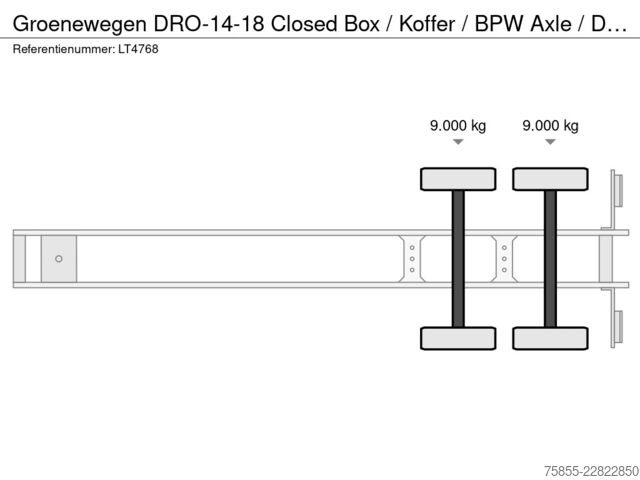 Caisse fermée Groenewegen DRO-14-18 Closed Box / Koffer / BPW Axle / Drum...