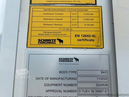 Zema profila puspiekabe SCHMITZ SCB S3B KüHLAUFLIEGER, TK SLXI 300