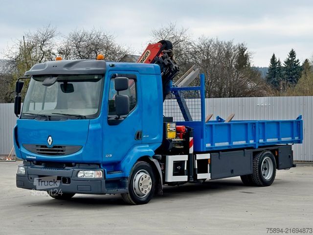 Kamyon üzerine monteli vinç RENAULT MIDLUM 220 *TIPPER 4,20m *PK 8502 B * TOPZUSTAND