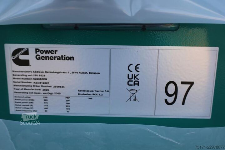 Agregado Cummins C220D5EQS UNUSED, Declaration of Conformity, Diese