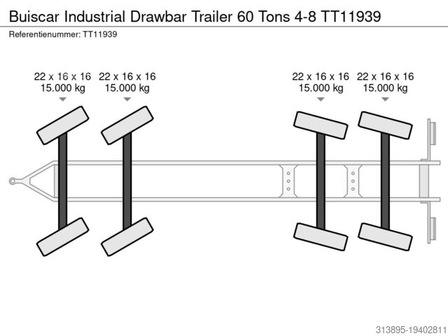 Plattformanhänger Buiscar Industrial Drawbar Trailer 60 Tons 4-8