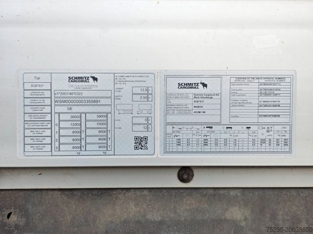 Getränkeauflieger SCHMITZ CARGOBULL SCS 24/L - 13.62 E B / Ldbw / Lenkachse