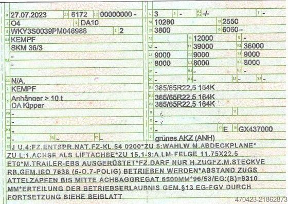 Kippers oplegger KEMPF SKM 36/3 AK*LiftA*Agrarmulde 53m³*Rollplane