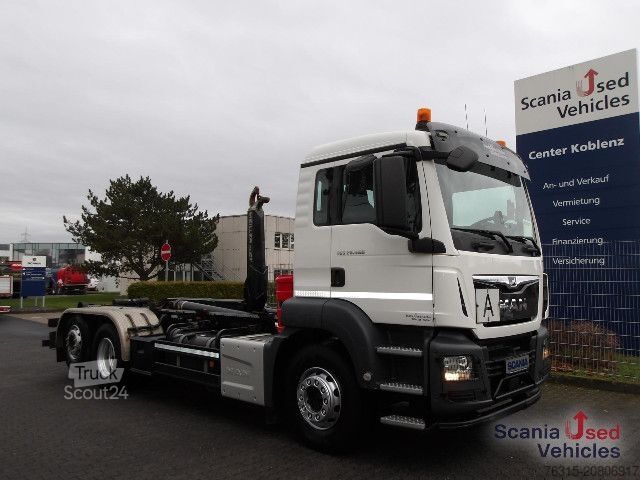 Kampós konténerszállító teherautó MAN TGS 26.460 - 6x2-4 - MEILLER RS 21.70 -