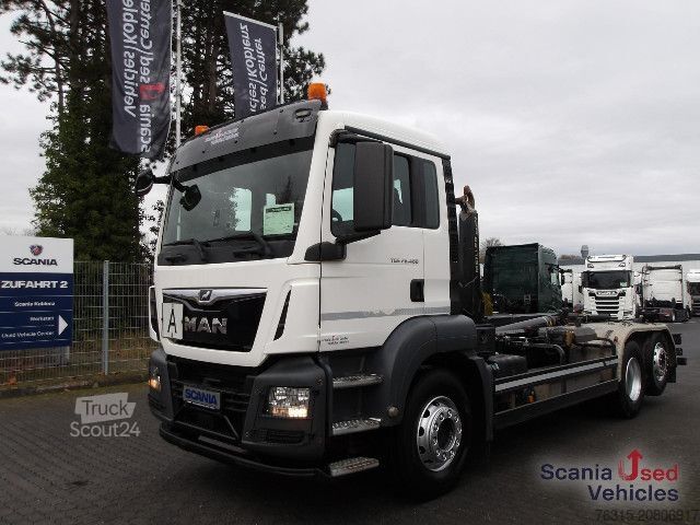 Kampós konténerszállító teherautó MAN TGS 26.460 - 6x2-4 - MEILLER RS 21.70 -