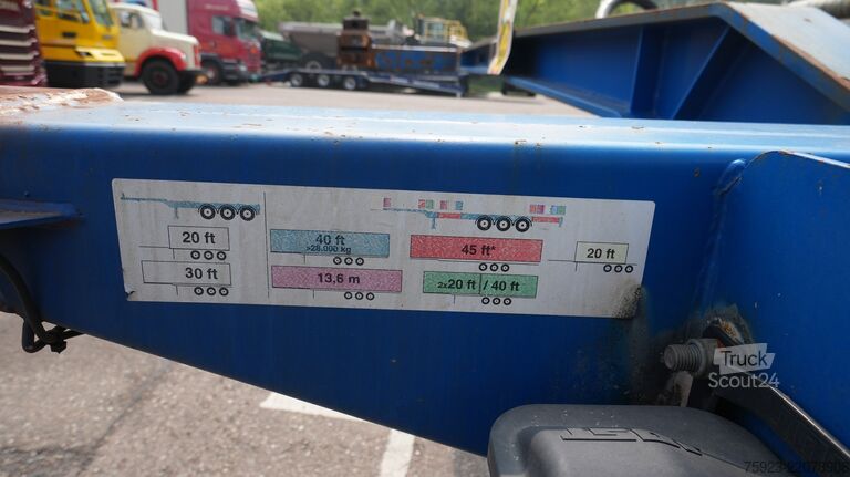 Μεταφορά εμπορευματοκιβωτίων Pacton 3 axle container chassis extendable trailer