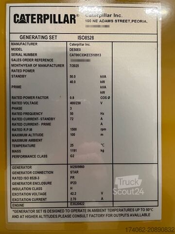 Generator set CAT DE50E0 - 50 kVA Generator - DPX-18006