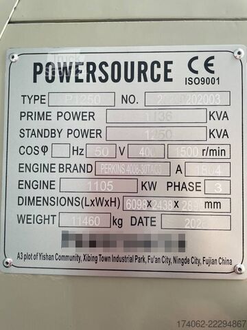  Perkins 4008TAG3 - 1.250 kVA Generator - DPX-19821